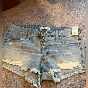 Size 8 Abercrombie and fitch denim shorts with distressing